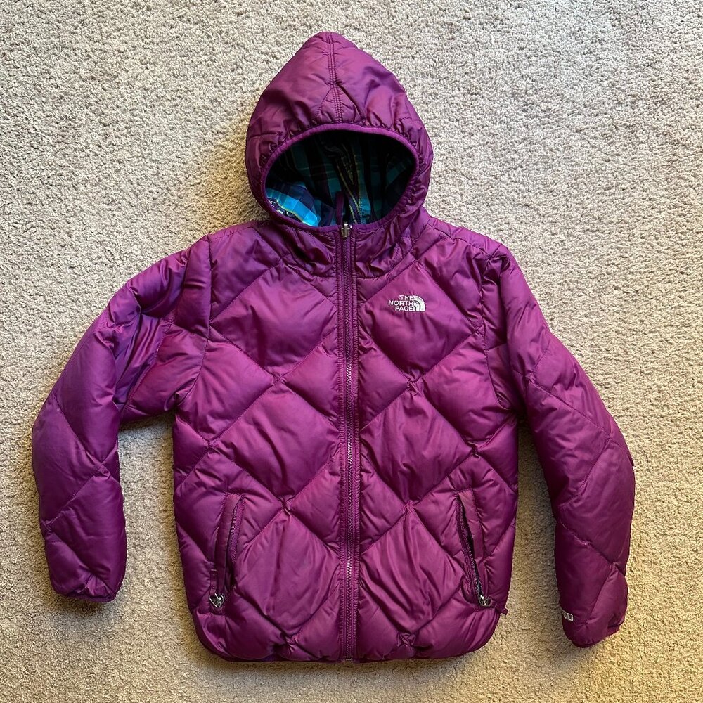 The North Face Kids Purple Hooded Puffer Jacket